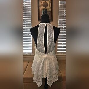 BCBG Maxazria size 12 white lace floral sheer racerback tank.